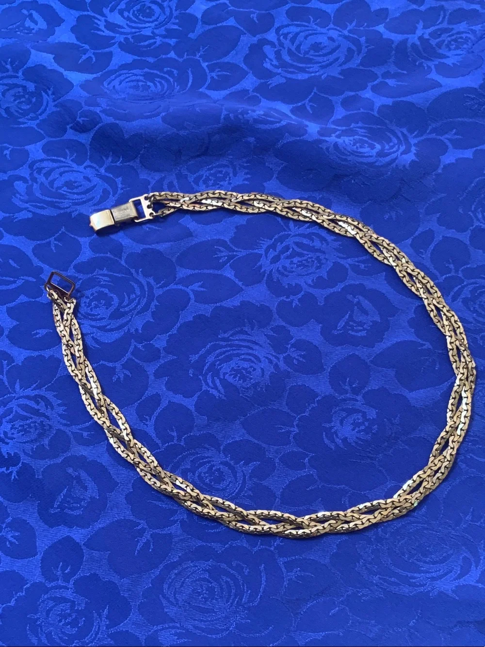 Vintage Napier Gold-Tone Braided triple Strand Necklace
